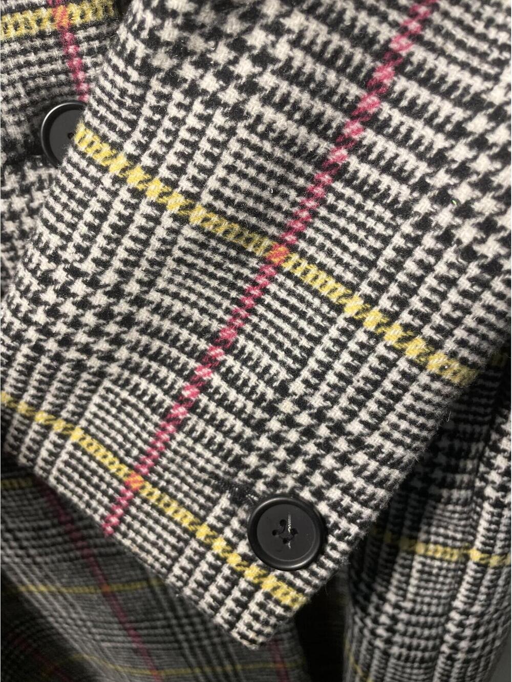 Topshop Wool Blend Plaid Long Pea Coat Button Womens Size 6 Plaid Career Fall - Picture 5 of 7
